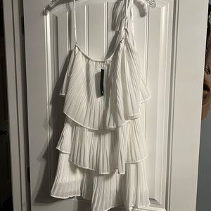 Lulus One Shoulder White Tiered Dress
